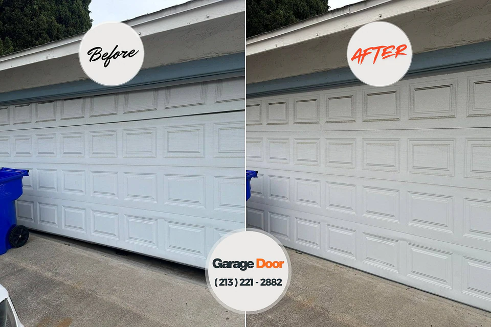 Before and after: garage door repair Upper Brookville, NY